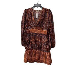 New Ulla Johnson Size 4 V-neck Mini Dress Serpentine *Defect-missing inner slip*